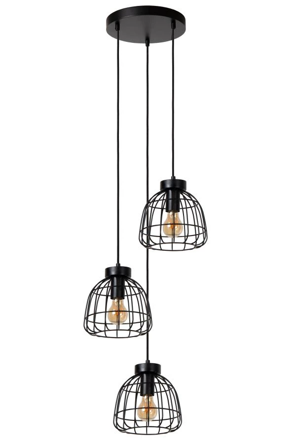 Lucide FILOX - Pendant light - Ø 44,5 cm - 3xE27 - Black - off